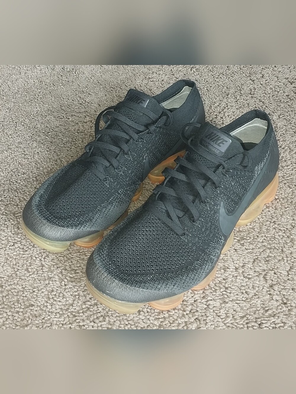 Nike Mens Air Vapormax Flyknit Anthracite Black Orange Size 9 - Picture 2 of 8
